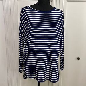 Ginger G Navy Blue & White Striped Short-Sleeve T-Shirt Size Medium NWT